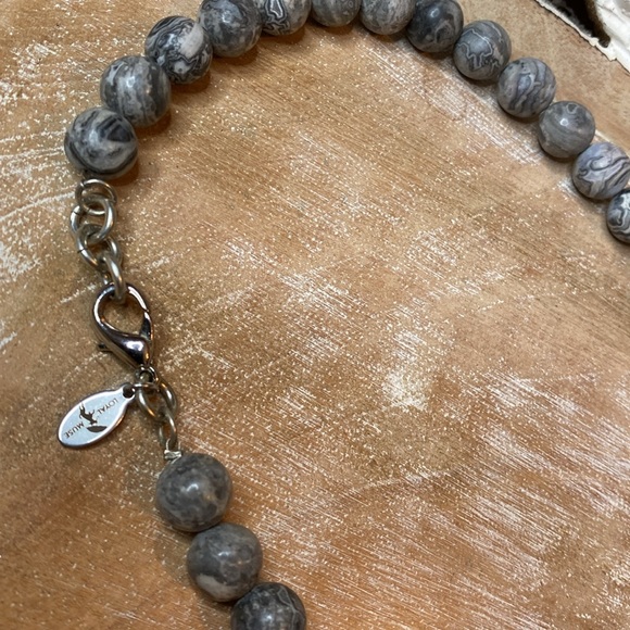 💀 LOYAL MUSE Handcrafted Skull Beaded Necklace. Stormy Jasper & Silver. - Picture 8 of 8